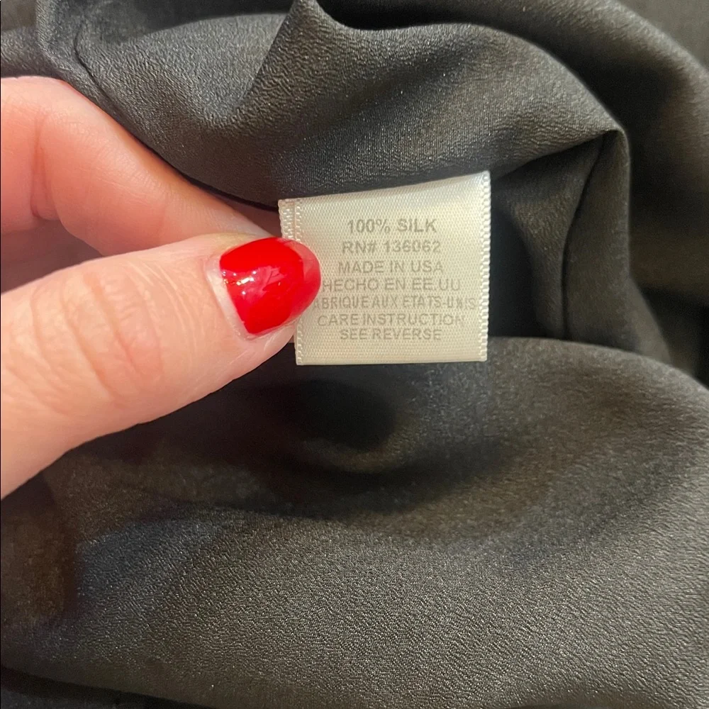 Lavender Brown Silk Black Ruffle Dress